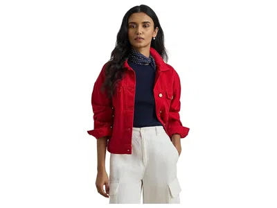 Ralph Lauren Denim Wedge Trucker Jacket In Red