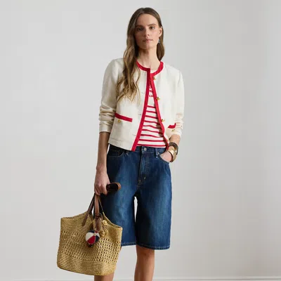 Ralph Lauren Denim Wide-leg Bermuda Short In Blue