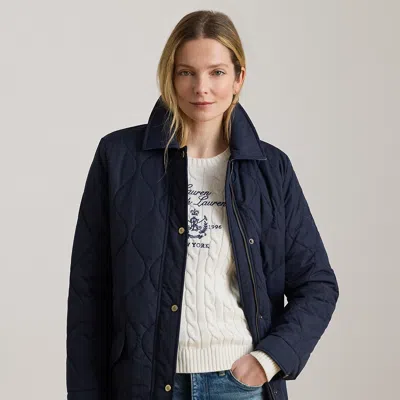 Ralph Lauren Denim-trim Onion-quilted Barn Jacket In Dark Navy In Blue