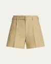 Ralph Lauren Denise Belted Linen Shorts In Light Sand