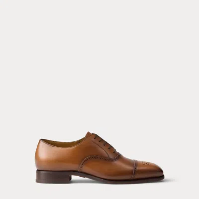 Ralph Lauren Denver Burnished Calfskin Cap-toe Shoe In Tan In Brown