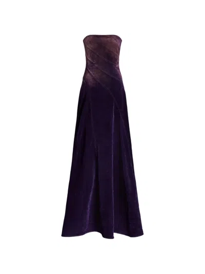 Ralph Lauren Diagonal-seam Strapless Maxi Dress In Purple