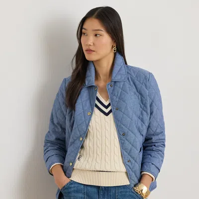 Ralph Lauren Diamond-quilted Chambray Barn Jacket In Multi