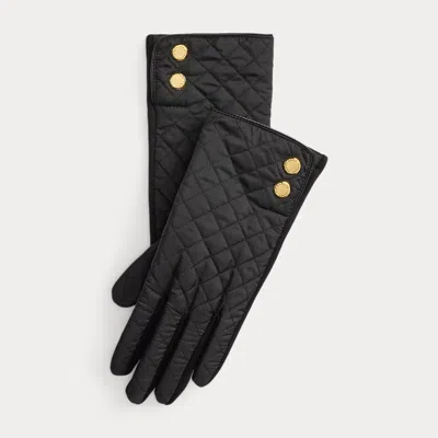 Ralph Lauren Diamond-quilted Tech Gloves In Black