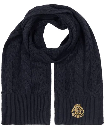 Ralph Lauren Direct Embroidery Cable Scarf In Navy