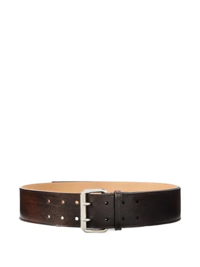 Ralph Lauren Distressed Double-prong Belt In Brown