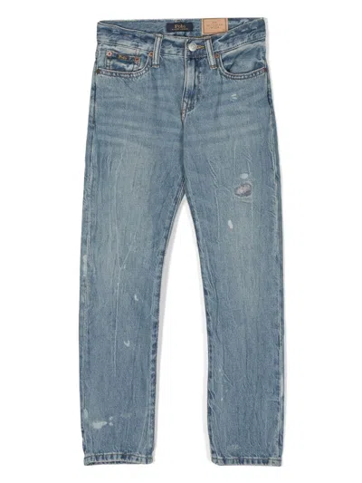 Polo Ralph Lauren Kids' Distressed-effect Straight-leg Jeans In Blue