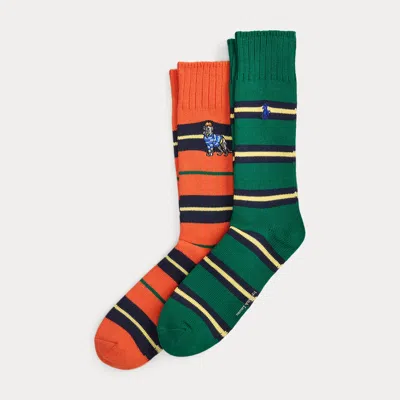 Ralph Lauren Dog & Striped Trouser Sock 2-pack In Multi