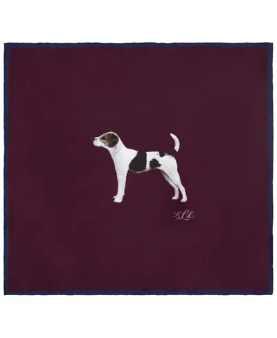 Ralph Lauren Dog Conversational Small Square Scarf In Dark Garnet
