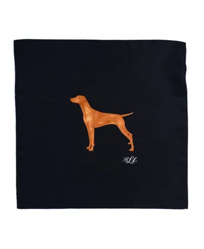 Ralph Lauren Dog Conversational Small Square Scarf In Navy Multi