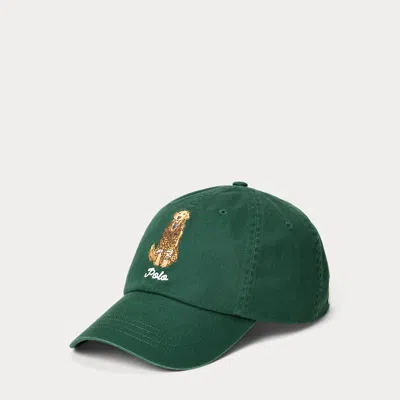 Ralph Lauren Dog-embroidered Twill Ball Cap In Green