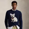 Ralph Lauren Dog-intarsia Cashmere Sweater In Black