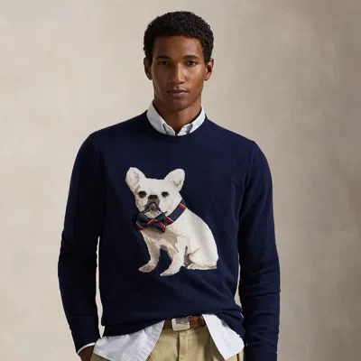 Ralph Lauren Dog-intarsia Cashmere Sweater In Black