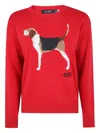 Ralph Lauren Intarsia-knit Foxhound Cotton Sweater In Red