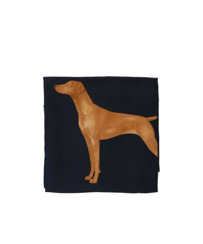 Ralph Lauren Dog-print Silk Scarf In Blue