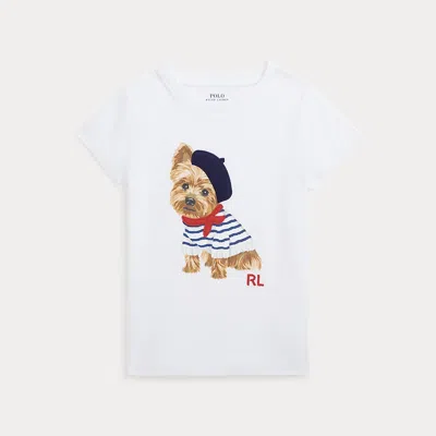 Ralph Lauren Kids' Dog-print Cotton Jersey T-shirt In Gold