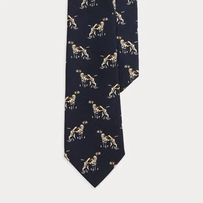 Ralph Lauren Dog-print Wool Tie In Blue