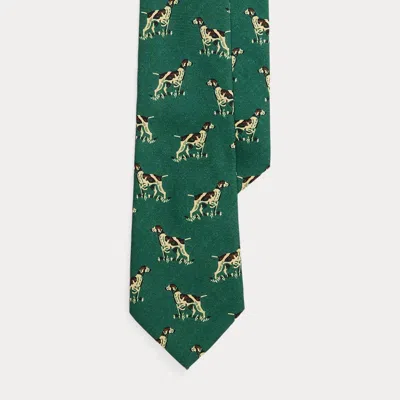 Ralph Lauren Dog-print Wool Tie In Green