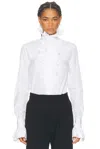 Ralph Lauren Dolley Cotton Broadcloth Shirt With Ruffles In White