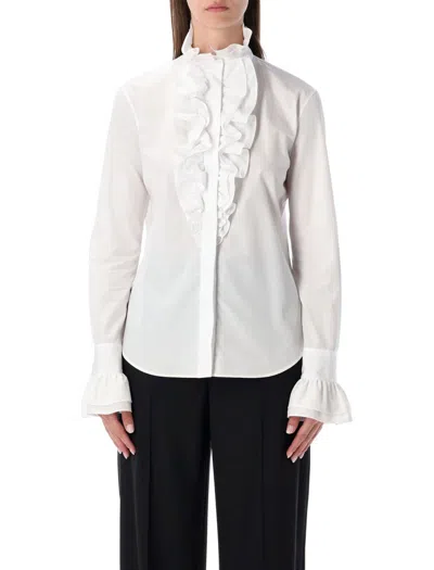 RALPH LAUREN RALPH LAUREN DOLLEY COTTON BROADCLOTH SHIRT WITH RUFFLES