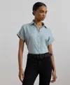 Ralph Lauren Relaxed Fit Linen Short-sleeve Shirt In Blue