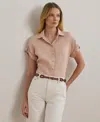 Ralph Lauren Relaxed Fit Linen Short-sleeve Shirt In Pink