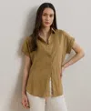 Ralph Lauren Dolman-sleeve Linen Shirt, Regular & Petite In Birch Tan