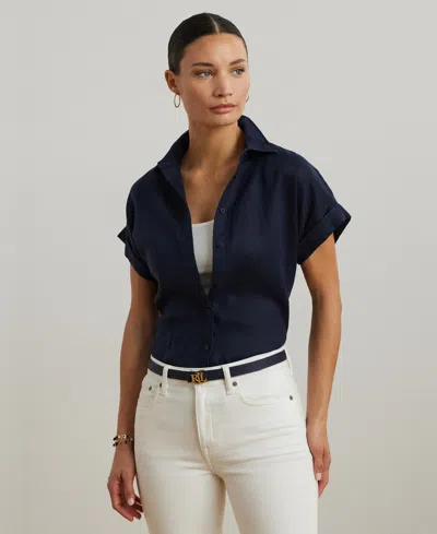 Ralph Lauren Dolman-sleeve Linen Shirt, Regular & Petite In Lauren Navy