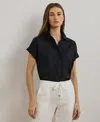 Ralph Lauren Dolman-sleeve Linen Shirt, Regular & Petite In Polo Black
