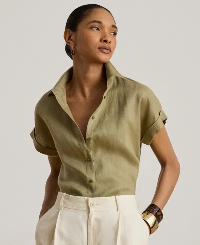 Ralph Lauren Relaxed Fit Linen Short-sleeve Shirt In Light Agave In Green
