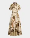Ralph Lauren Donatella Multi Diary Of A Collection Silk Shirtdress In Brown