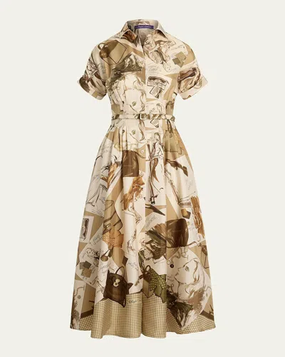 RALPH LAUREN DONATELLA MULTI DIARY OF A COLLECTION SILK SHIRTDRESS