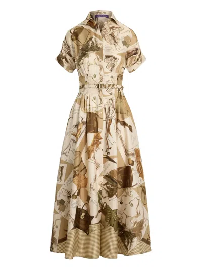 RALPH LAUREN DONATELLA PRINTED BELTED DRESS
