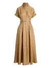 Ralph Lauren Donatella Short-sleeve Midi Dress In Brown
