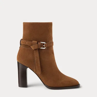 Ralph Lauren Donnely 90 Mm Calf-suede Bootie In Brown