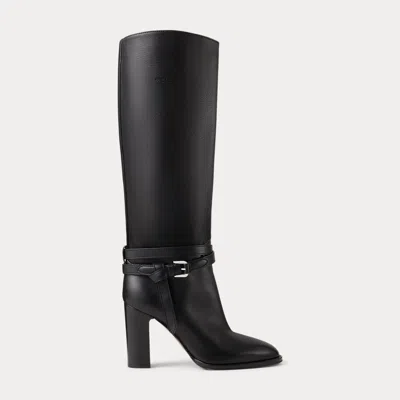 Ralph Lauren Donnely 90 Mm Calfskin Boot In Black