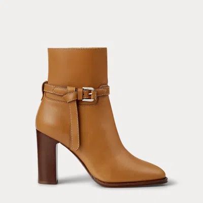 Ralph Lauren Donnely 90 Mm Calfskin Bootie In Gold