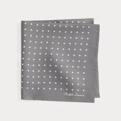 Ralph Lauren Dot-print Silk Pocket Square In Gray