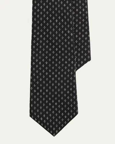 Ralph Lauren Dotted-diamond Silk Tie In Black
