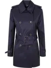 Ralph Lauren Double Breast Belt Tr 30" Lined Coat In Blue