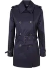 Ralph Lauren Double Breast Belt Tr 30" Lined Coat In Dark Navy