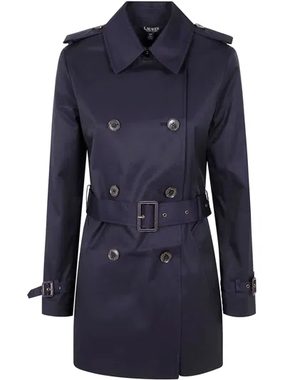 Ralph Lauren Double Breast Belt Tr 30 Lined Coat In Blue