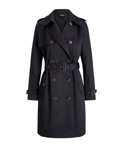 Ralph Lauren Double-breasted Belted Trench Coat In Black