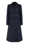 Ralph Lauren Double-breasted Coat In Wool In Blue