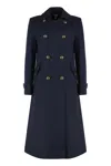 Ralph Lauren Double-breasted Coat In Wool In Blue