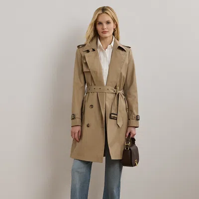 Ralph Lauren Double-breasted Cotton-blend Trench Coat In Sand