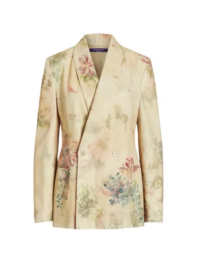 Ralph Lauren Double-breasted Floral Blazer In Neutral