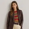 Ralph Lauren Double-breasted Lambskin Blazer In Brown