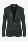 Ralph Lauren Parker Blazer Lamb Leather Jacket In Green