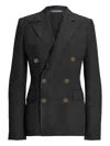 Ralph Lauren Double-breasted Linen Blazer In Black